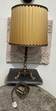 Tischlampe antik Messing Fuß großer Lampenschirm 60 cm hoch