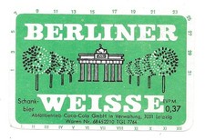 Bieretikett VEB Berliner Brauereien Berlin DDR ABFÜLLER COCA-COLA LEIPZIG!!!!