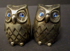 Salz und Pfefferstreuer Set versilbert rar Eulen, ca. 4,8 cm Höhe