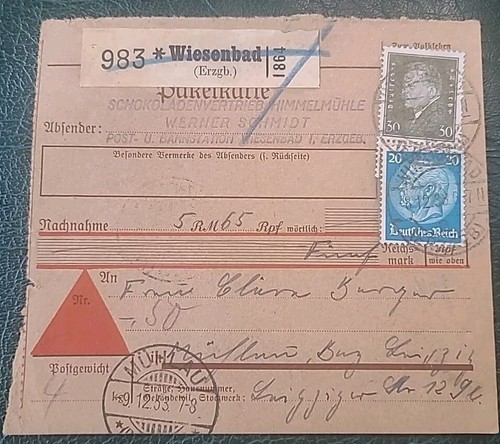 Paketkarte karte 983 wiesenbad - paketkarte,