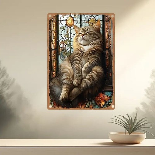 Blechschild schlafende katze - blechschild,