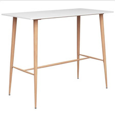 Stehtisch 120x60x105 cm Weiß MDF Metall Holzoptik Bartisch Küchentisch modern