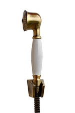Handbrause, Duschkopf, Brausekopf mit Brauseschlauch, Wandhalterung, Retro