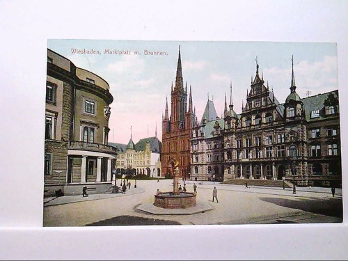 Wiesbaden marktplatz mit - ak,