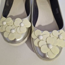 FITFLOP Ballerinas -  Leder silber Blume beige, bequemer Schuhe Gr. 40