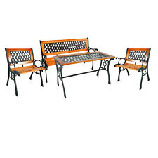 4tlg Gartenmöbel Set Gartengarnitur Outdoormöbel Gusseisen Bank Tisch2x Stuhl