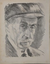 Max Liebermann: "Selbstbildnis mit Mütze" Lithographie, 1927