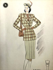 ‚Modernes’ Kostüm 40er Jahre Wespentaille "h Schnittmuster MODE Entwürfe" ~ 1948