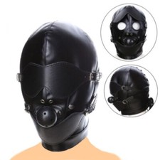 Ball Gag Maske Kopf Harness Kapuze Gimp Blindband Reiten Bondage Fetisch Spiel 