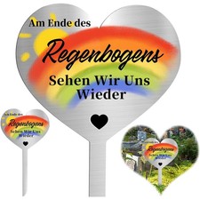 Grabstecker Metall Herz Edelstahl wetterfest Frostbeständig Grabdekoration