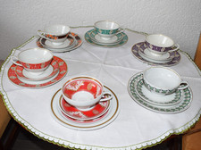 6 X verschiedene Sammeltasse Gedeck Porzellan Weisswasser CP Colditz