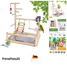 Vogelspielplatz Holz 37x26x44cm langlebig & farbenfroh für Sittiche & Nymphen...