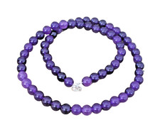 50 cm Amethyst   Edelstein  kette , 8 mm .Silber   ( L- 14 )