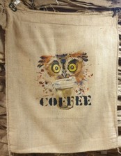 Kaffeesack  MOTIV Uhu Eule JUTESACK  SACK DEKO WINTERSCHUTZ Kaffeesäcke
