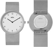 Braun Herren Uhr 38mm Silber Grau – Quarzuhr mit Edelstahl- & Silikonarmband