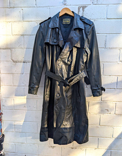 Echt leder herren - leder, trenchcoat