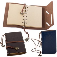 Notizbuch Tagebuch 10*15 cm Vintage Leder Einband Blau Braun, 70 Seiten