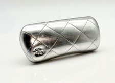 Chanel Brillenetui Leder Silber