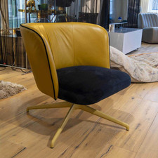 KFF Loungesessel Gaia Casual Lounge Schwarzer Velour Leder Gelb