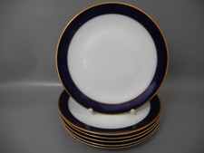 Hutschenreuther 6 Kuchenteller NOBLESSE Kobaltblau Goldrand Dessert Frühstück