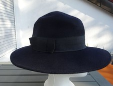 Eleganter Damen Hut Dunkelblau Gr 53 Wollhut Filzhut Winter