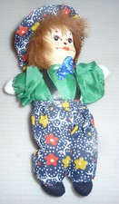 Clowns - Puppe Sam, Porzellankopf , Kostümiert mit Kappe, unbespielt