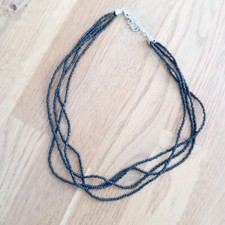 Halskette schwarze  Perlen 22 cm lang Modeschmuck  Flohmarkt
