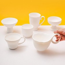 6 vorgeformte Keramikrohlinge aus weißem Porzellan, ideal zum Bemalen von