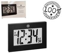Marathon Große Digitale Wanduhr | mit Wecker & ausklappbarem Tischständer