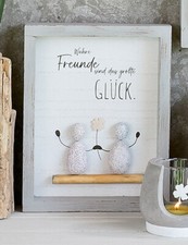 Gilde Steinbild Wahre Freunde sind das höchste Glück handmade  Holzrahmen 51823