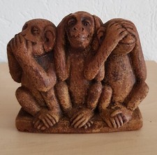 Handgeschnitzt 3 Affen "nicht sprechen, hören, sehen" Holzstuff Oberammergau