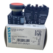 Siemens 3SB3201-0AA21 Drucktaster 1NO+1NC rot unbeleuchtet 400V 10A 6A/230V 230V