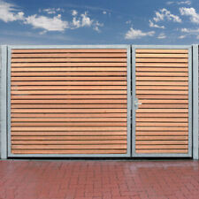 Einfahrtstor 400 x 160cm mit Holz 2Flügel asymmetrisch feuerverzinkt Holztor NEU