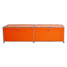 USM Haller knalliges Design Lowboard Regal 2 Fächer 2 Klappen Reinorange 