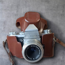 Praktica IV Spiegelreflexkamera + Meyer Optik 50mm Objektiv + Tasche