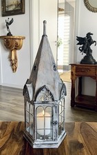 Jugendstil Laterne Haus Windlicht Glas Metall Landhaus Laterne 58 cm Antik Stil