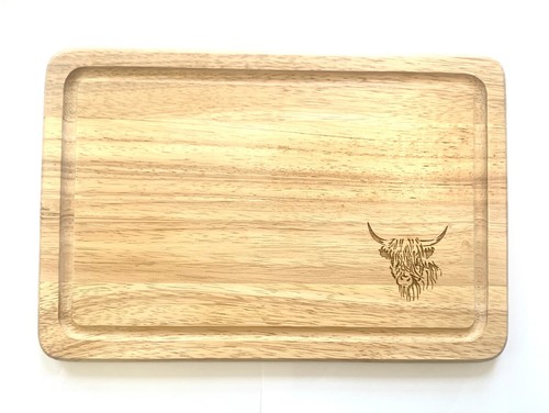 Highland kuh gravur - gravur, holz