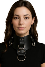 Designer Halskorsett aus echtem Leder  Modell „Black Elegance“ anatomische Form