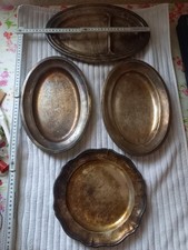 4 alte Zinnteller zinn Tablett  Punziert 