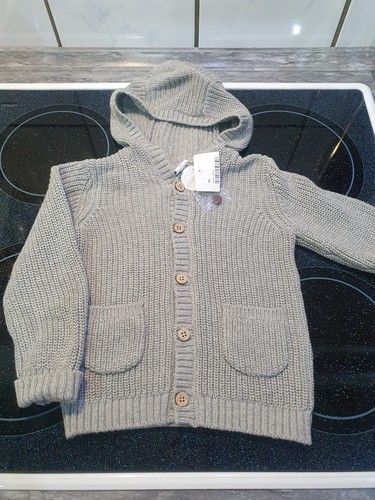 Graue kapuzen strickjacke - strickjacke,