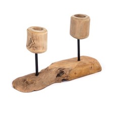 TEAK KERZENSTÄNDER "2 LIGHTS"
