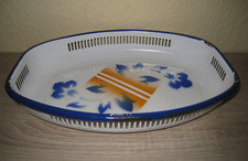 Alte Emaille Brotschale, 19 x 29cm, Shabby Chic, Drexler, Blumen Abstrakt
