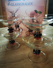 4 Glasschalen mit buntem coloriertem Stiel -  Dessert Eis Cocktail