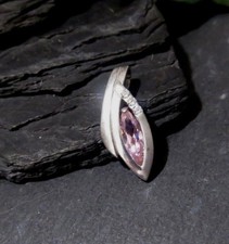 Hübscher 925 Silber Anhänger FS Franz Scheurle Zirkonia Rosa Stein Mandel Form