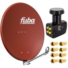 Fuba DAL 800 R Satellitenantenne Alu Sat Schüssel Rot + LNB Quad HD TV FullHD 4K
