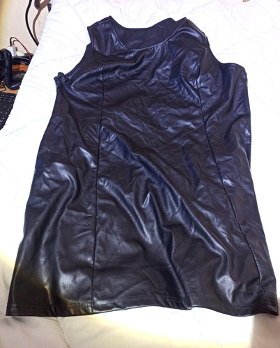 Kleid kunstleder schwarz 5xl - schwarz,
