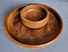 Skandinavische Servierschalen 2er Set Massiv Teakholz handgedrechselt 60er Jahre