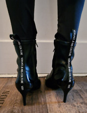 VERSACE Jeans Couture Flair Stiefeletten Gr.39 Schwarz Leder Mix Klasse NEU