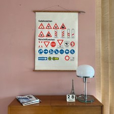 4 alte Verkehrstafeln Lehrtafel Rollkarte Verkehrszeichen Verkehrszeichentafel