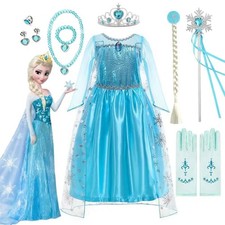 Kinder Mädchen Eiskönigin Prinzessin Elsa Kleid Cosplay Party Karneval Kostüme